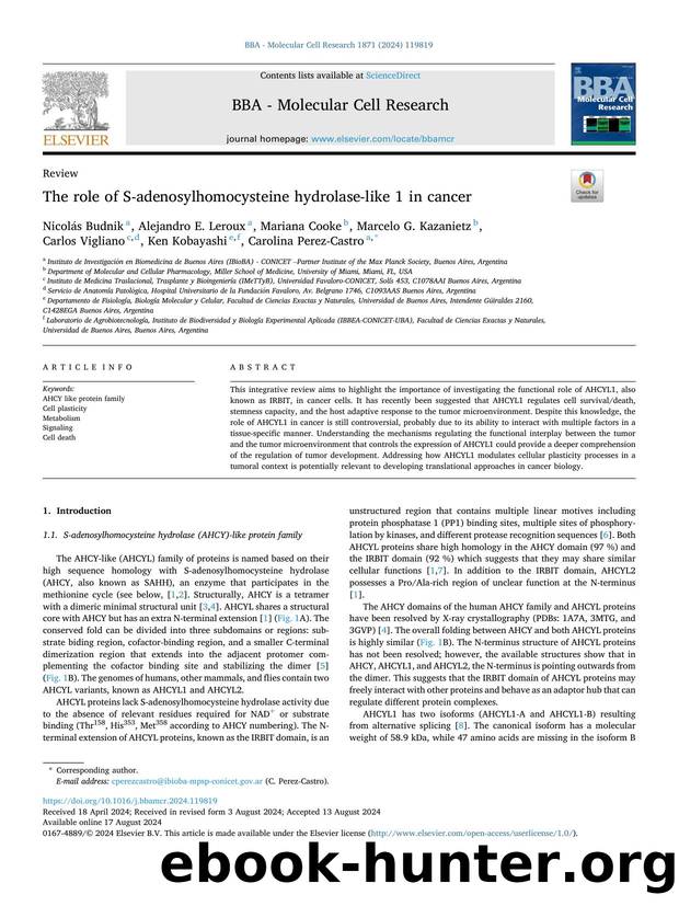 The role of S-adenosylhomocysteine hydrolase-like 1 in cancer by unknow