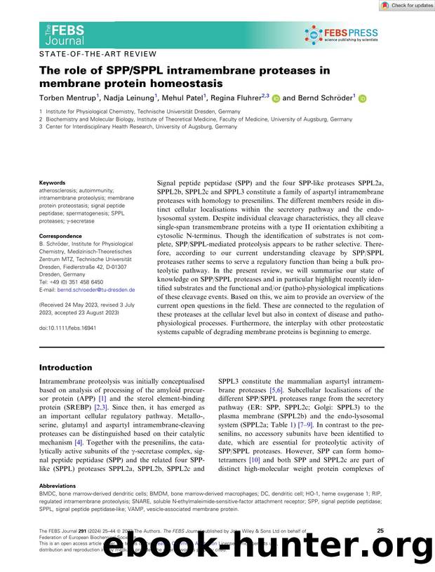 The role of SPPSPPL intramembrane proteases in membrane protein homeostasis by Unknown