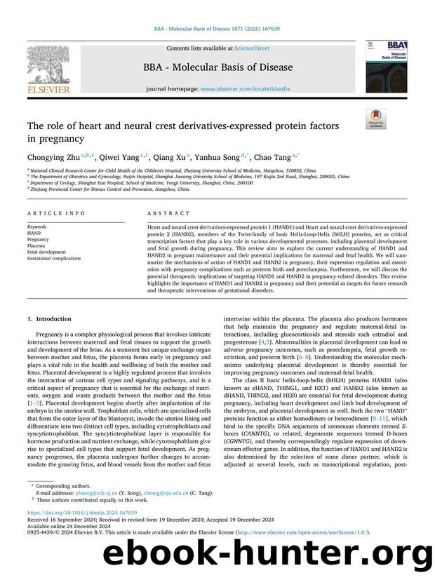 The role of heart and neural crest derivatives-expressed protein factors in pregnancy by Chongying Zhu & Qiwei Yang & Qiang Xu & Yanhua Song & Chao Tang