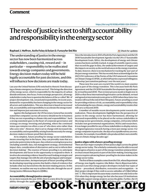 The role of justice is set to shift accountability and responsibility in the energy sector by Raphael J. Heffron & Aoife Foley & Dylan D. Furszyfer Del Rio
