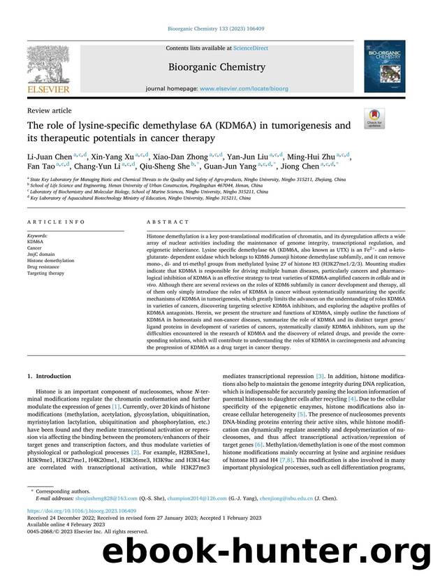 The role of lysine-specific demethylase 6A (KDM6A) in tumorigenesis and its therapeutic potentials in cancer therapy by unknow