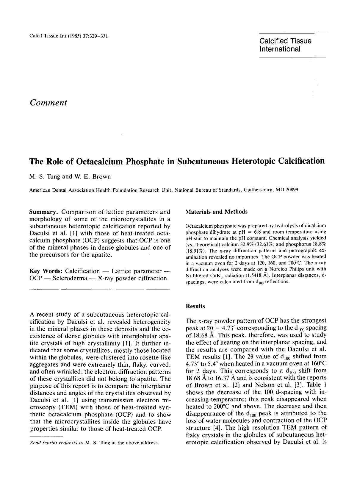 The role of octacalcium phosphate in subcutaneous heterotopic calcification by Unknown