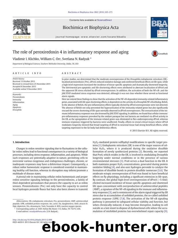 The role of peroxiredoxin 4 in inflammatory response and aging by Vladimir I. Klichko & William C. Orr & Svetlana N. Radyuk