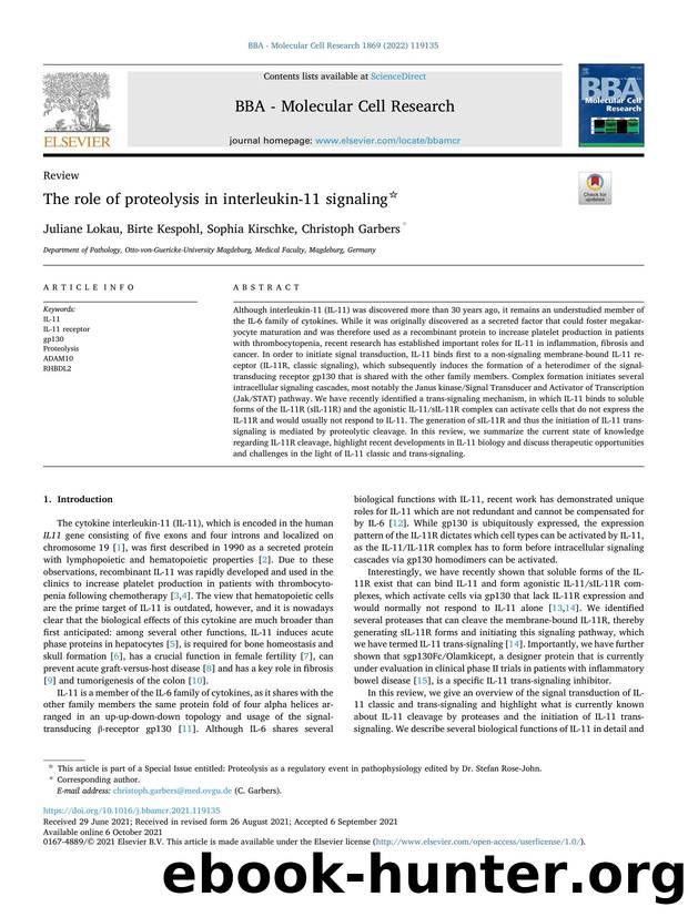 The role of proteolysis in interleukin-11 signaling by Juliane Lokau & Birte Kespohl & Sophia Kirschke & Christoph Garbers