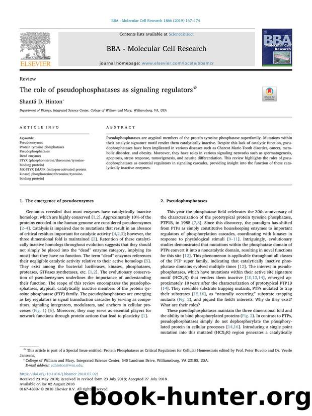 The role of pseudophosphatases as signaling regulators by Shantá D. Hinton