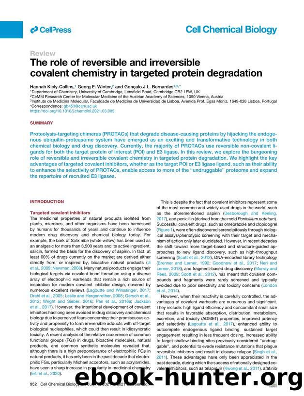 The role of reversible and irreversible covalent chemistry in targeted protein degradation by Hannah Kiely-Collins & Georg E. Winter & Gonçalo J.L. Bernardes