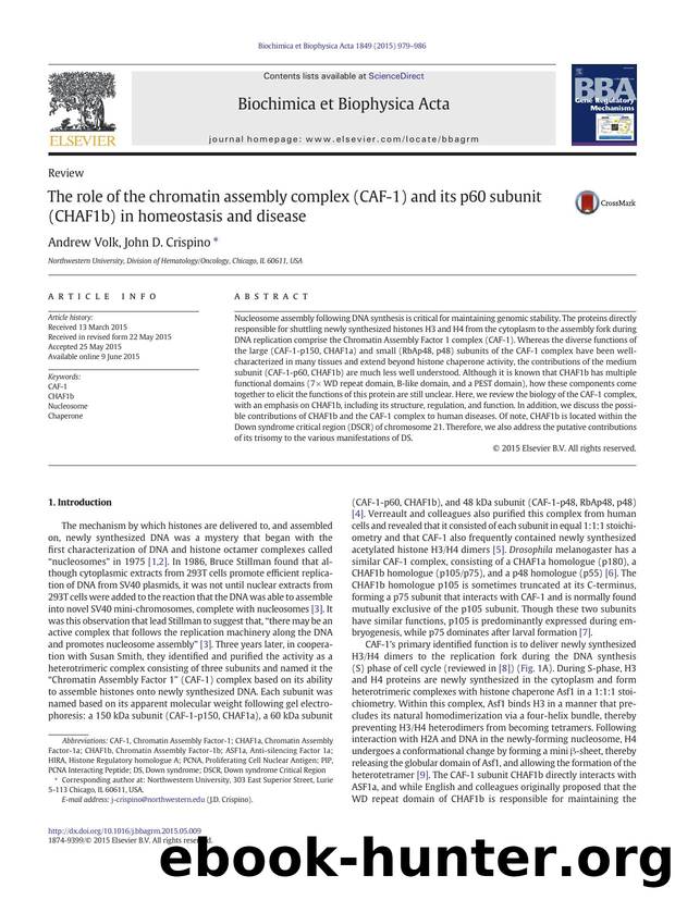 The role of the chromatin assembly complex (CAF-1) and its p60 subunit (CHAF1b) in homeostasis and disease by Andrew Volk & John D. Crispino