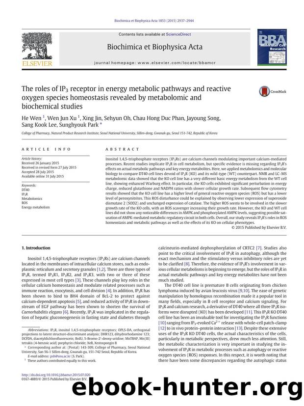 The roles of IP3 receptor in energy metabolic pathways and reactive oxygen species homeostasis revealed by metabolomic and biochemical studies by unknow
