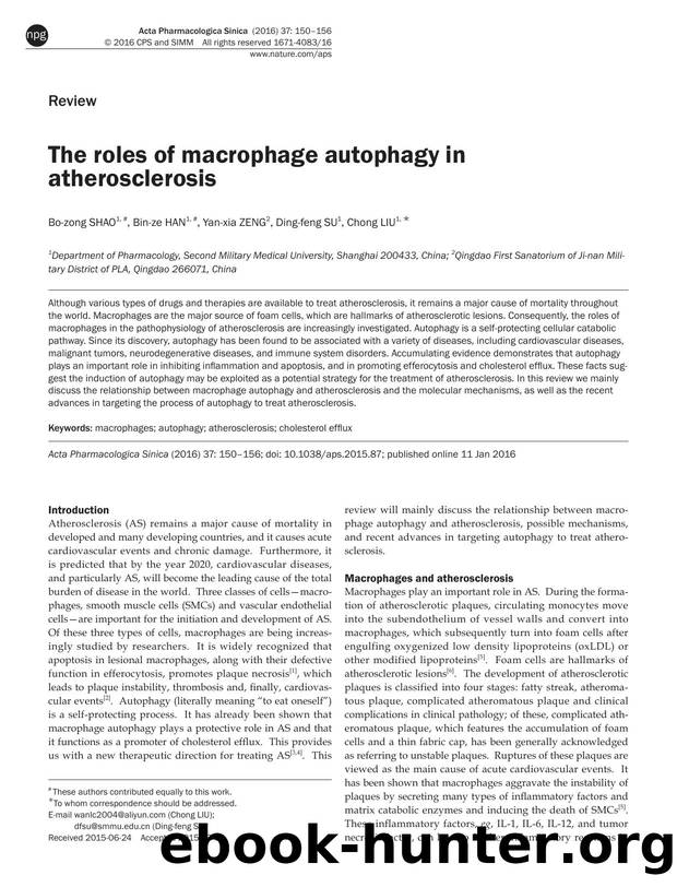 The roles of macrophage autophagy in atherosclerosis by Bo-zong Shao & Bin-ze Han & Yan-xia Zeng & Ding-feng Su & Chong Liu