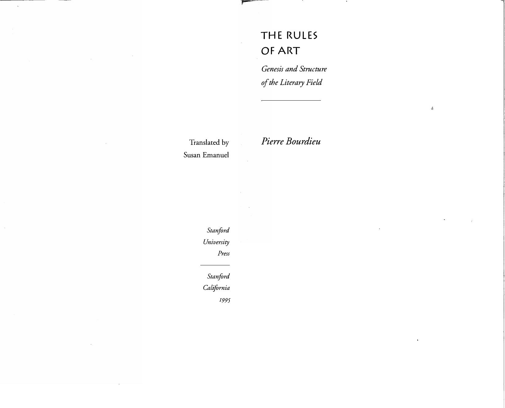 The rules of art by Pierre Bourdieu