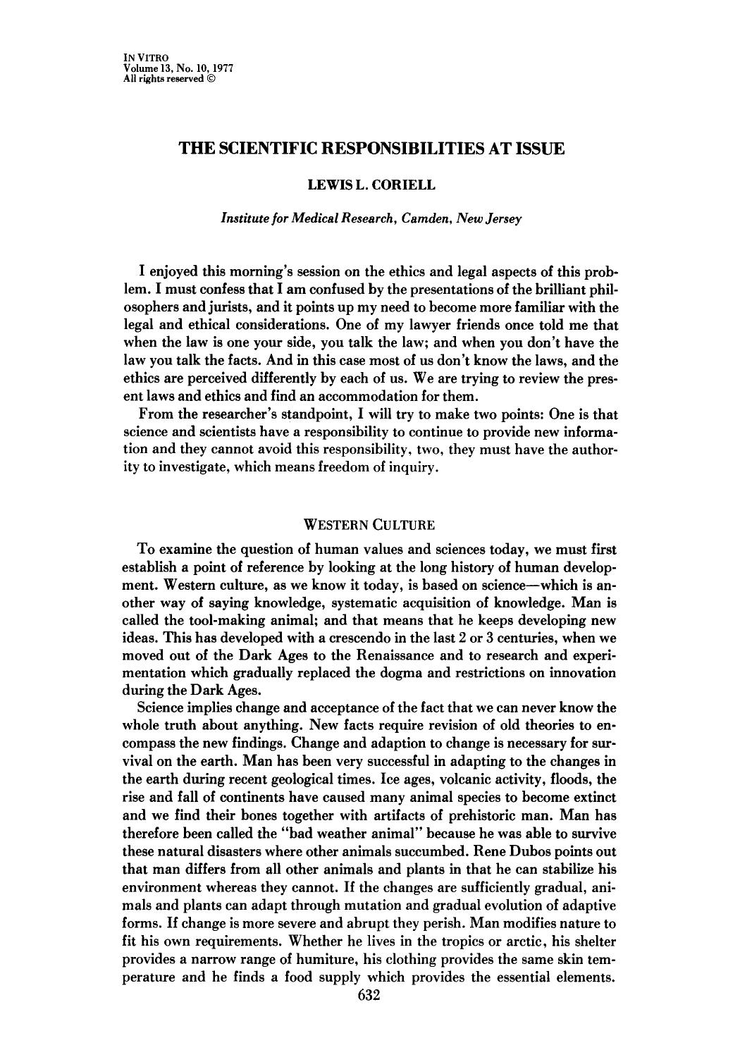 The scientific responsibilities at issue by Unknown