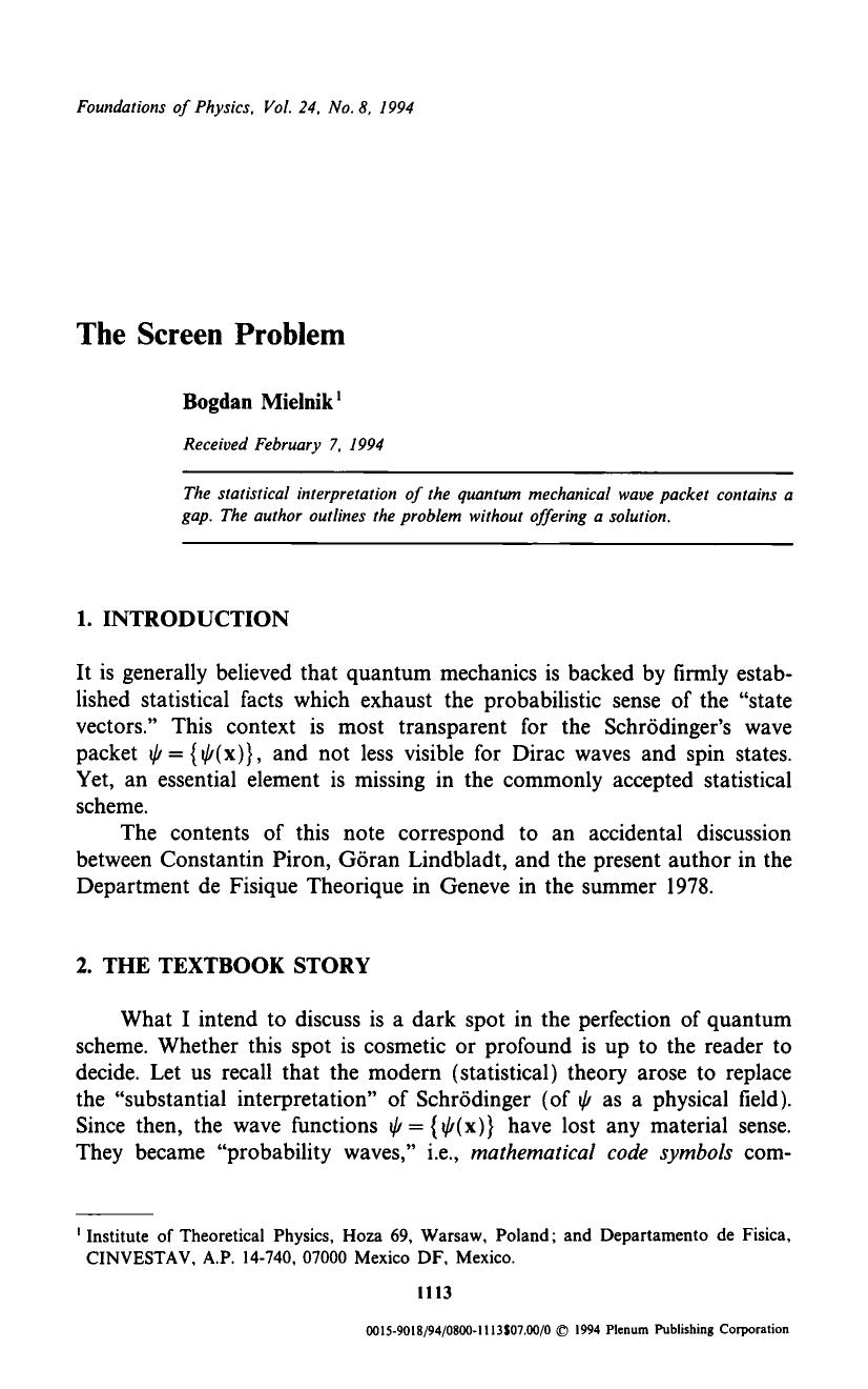 The screen problem by Unknown