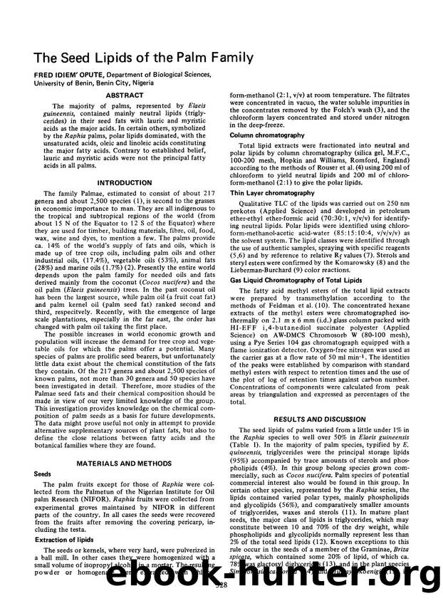 The seed lipids of the palm family by Unknown