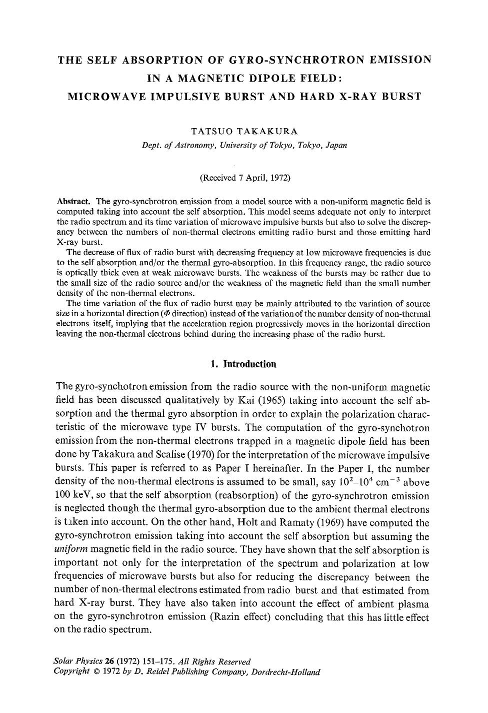 The self absorption of gyro-synchrotron emission in a magnetic dipole field: Microwave impulsive burst and hard X-ray burst by Unknown
