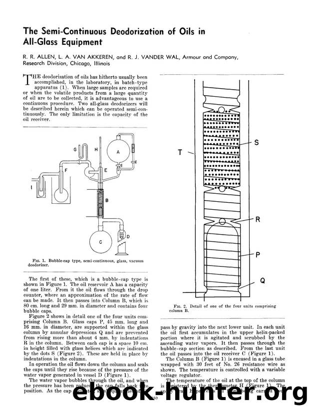 The semi-continuous deodorization of oils in all-glass equipment by Unknown