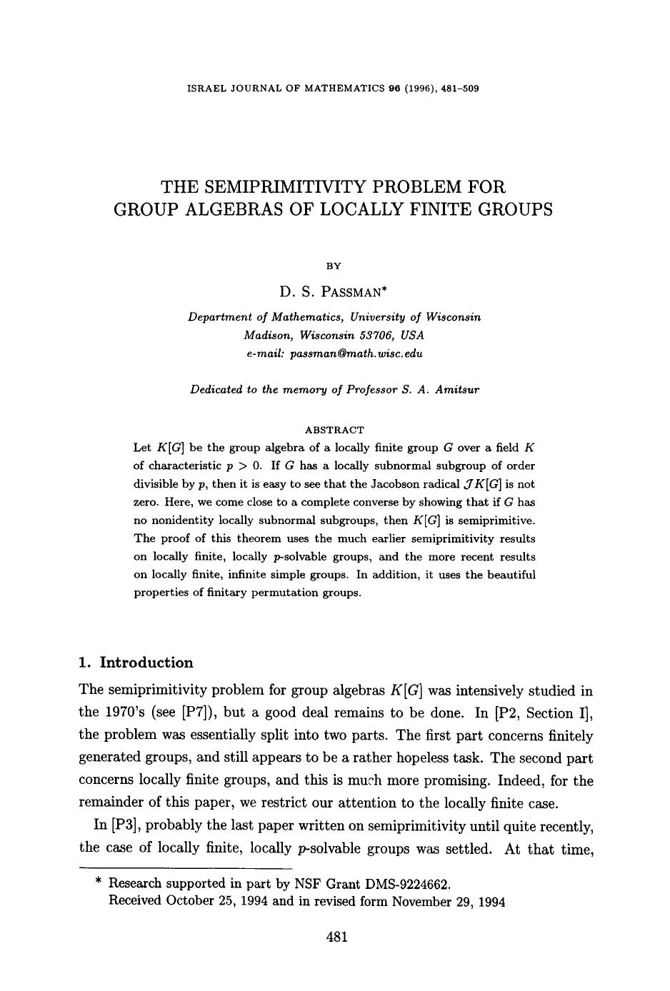 The semiprimitivity problem for group algebras of locally finite groups by Unknown