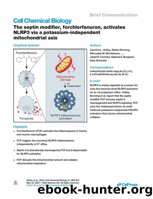 The septin modifier, forchlorfenuron, activates NLRP3 via a potassium-independent mitochondrial axis by unknow