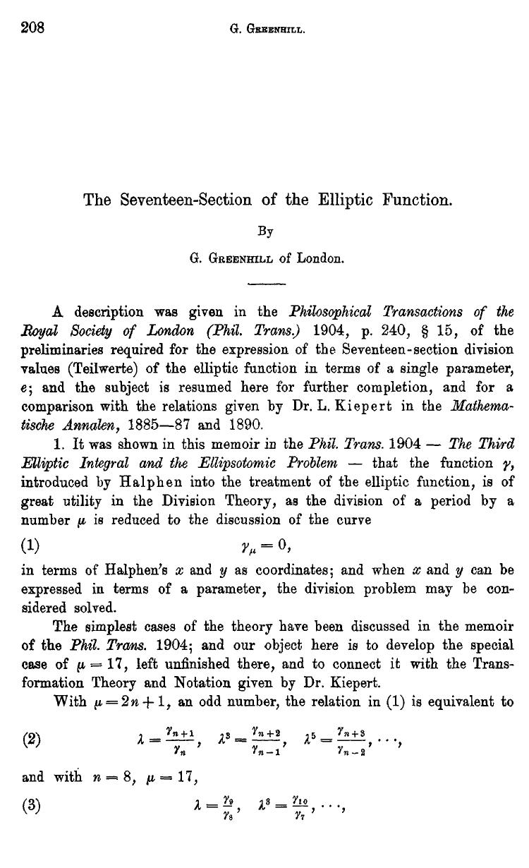 The seventeen-section of the elliptic function by Unknown