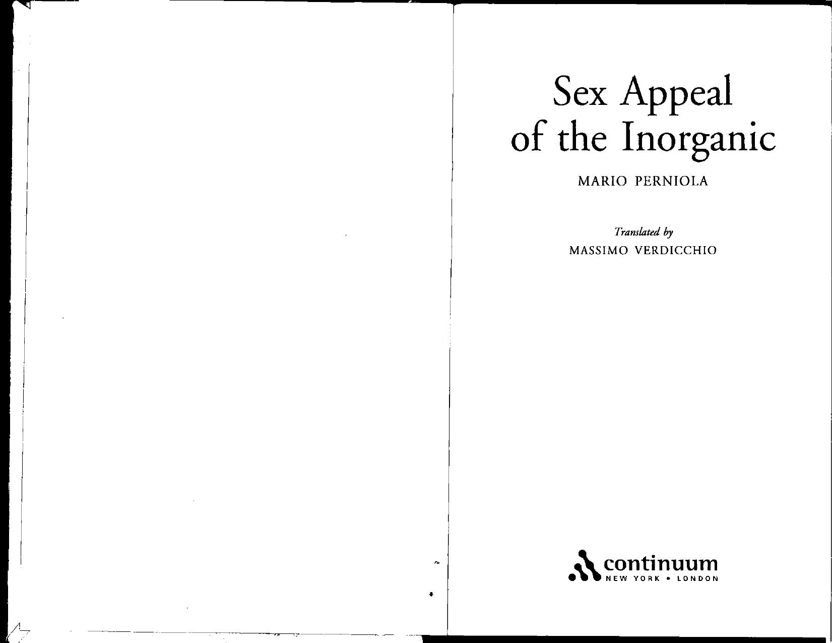The sex appeal of the inorganic by Mario Perniola