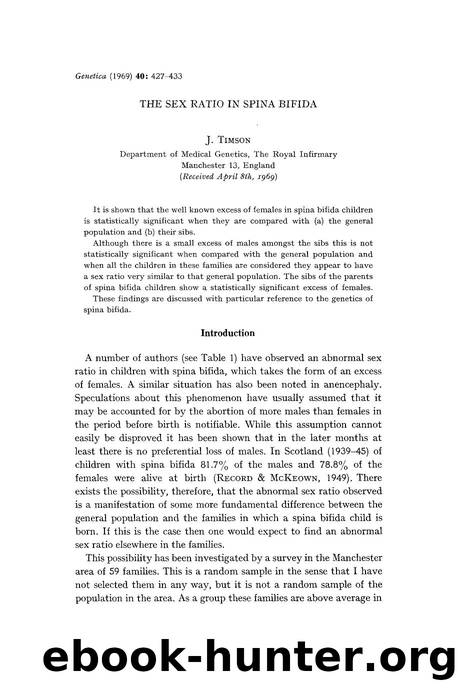 The sex ratio in spina bifida by Unknown