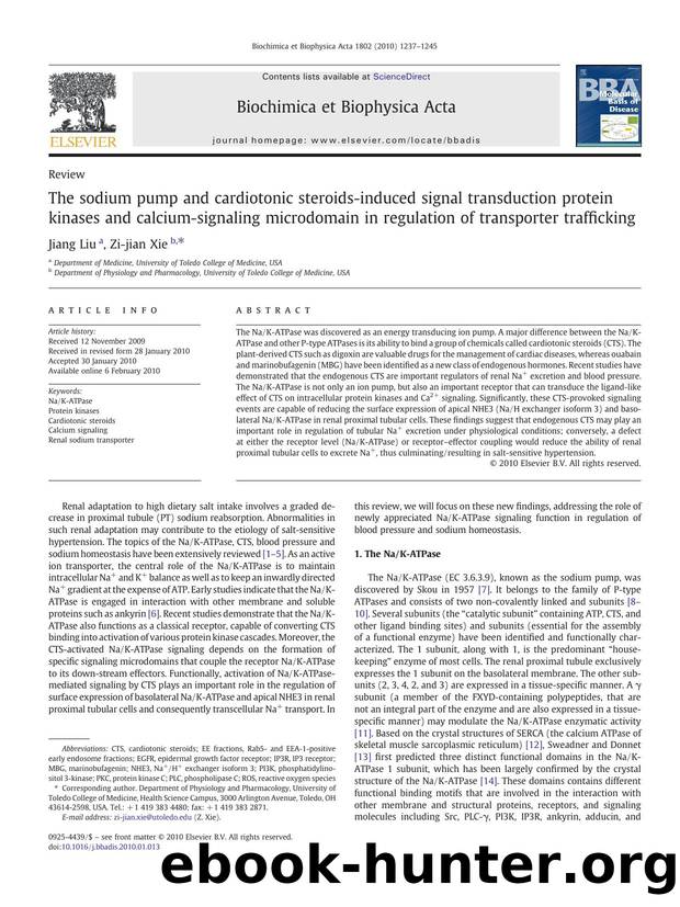 The sodium pump and cardiotonic steroids-induced signal transduction protein kinases and calcium-signaling microdomain in regulation of transporter trafficking by Jiang Liu