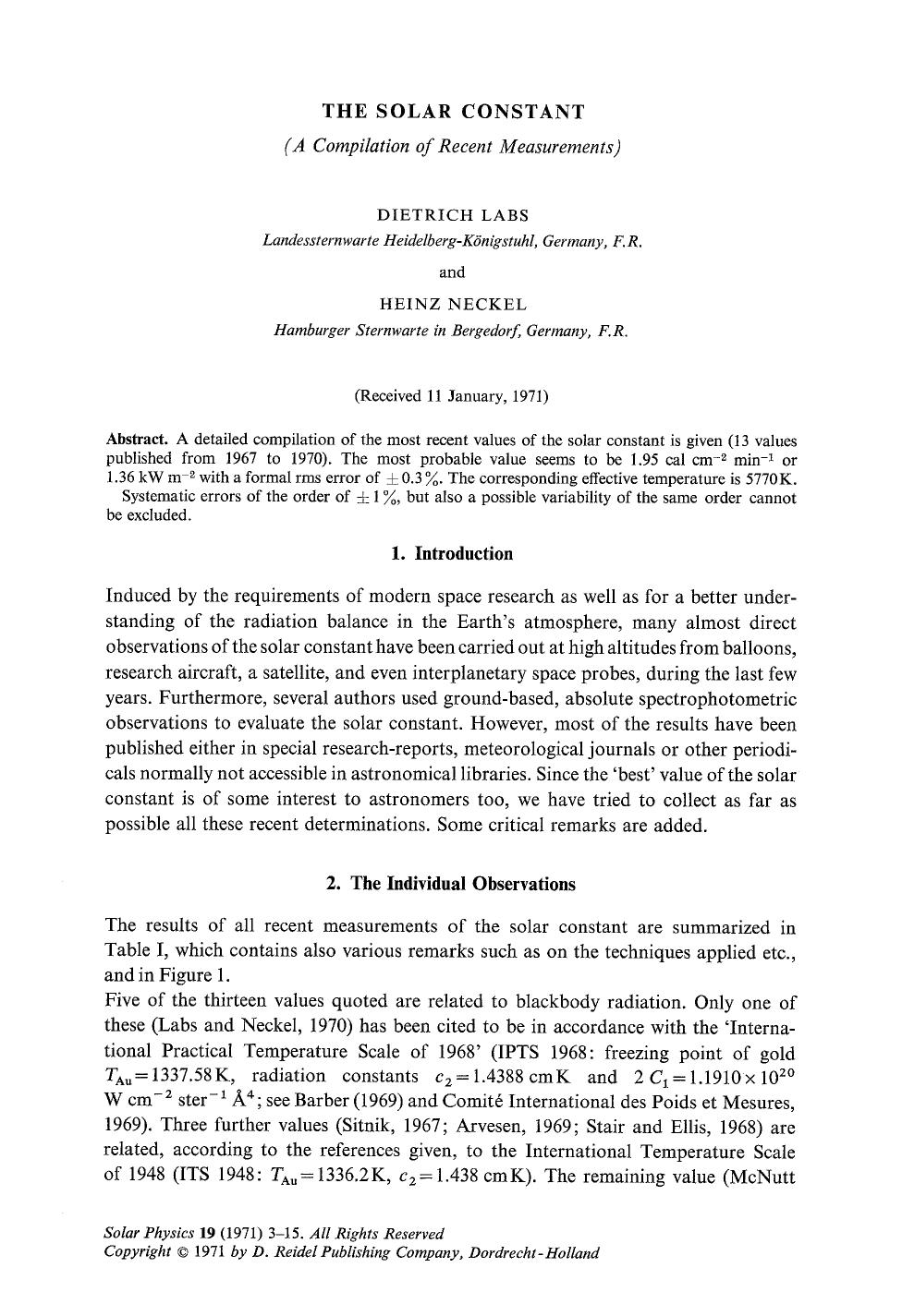 The solar constant by Unknown