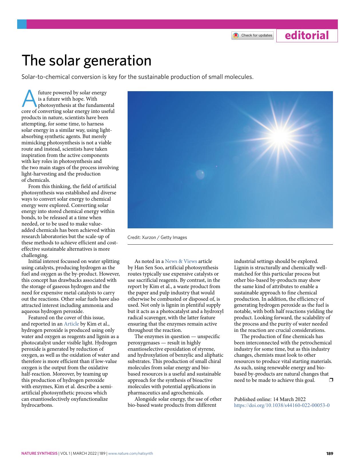 The solar generation by Unknown