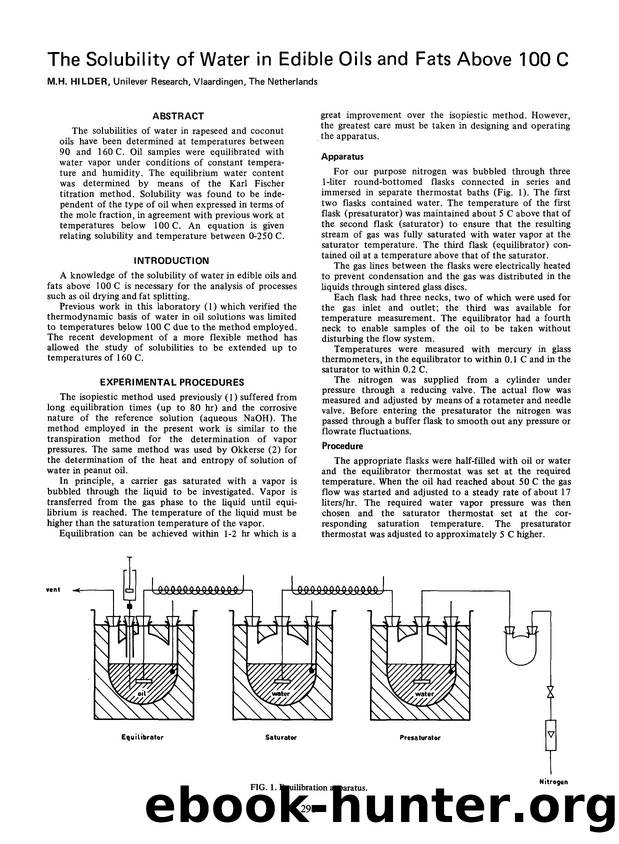 The solubility of water in edible oils and fats above 100 C by Unknown