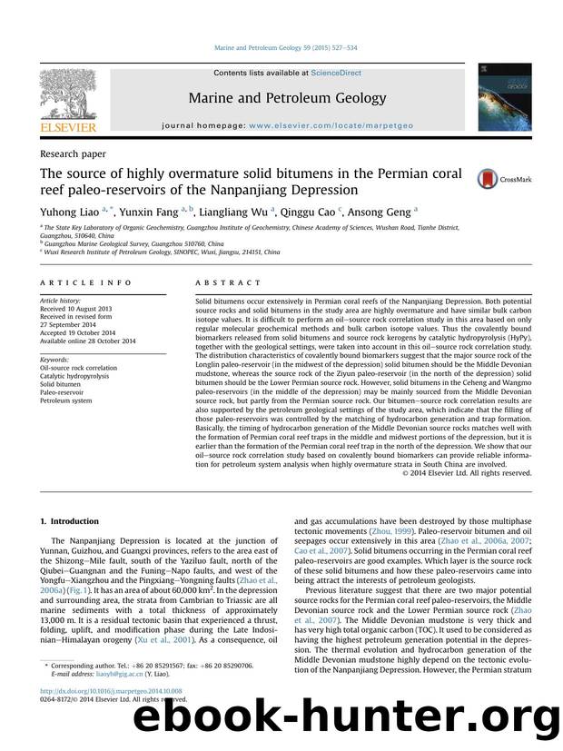 The source of highly overmature solid bitumens in the Permian coral reef paleo-reservoirs of the Nanpanjiang Depression by Yuhong Liao & Yunxin Fang & Liangliang Wu & Qinggu Cao & Ansong Geng