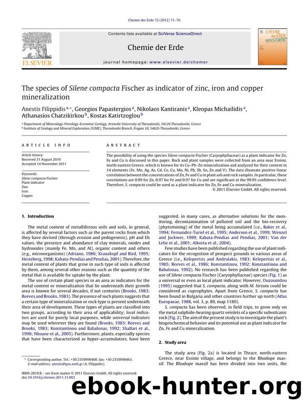 The species of Silene compacta Fischer as indicator of zinc, iron and copper mineralization by Anestis Filippidis