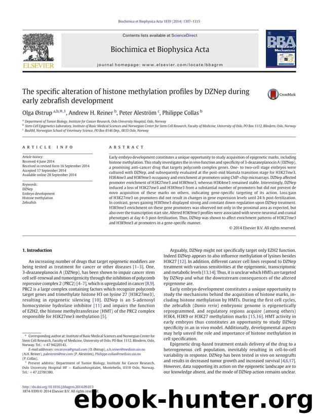 The specific alteration of histone methylation profiles by DZNep during early zebrafish development by Olga Østrup & Andrew H. Reiner & Peter Aleström & Philippe Collas