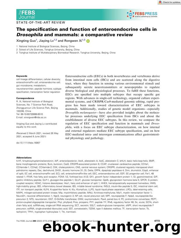 The specification and function of enteroendocrine cells in Drosophila and mammals: a comparative review by Unknown