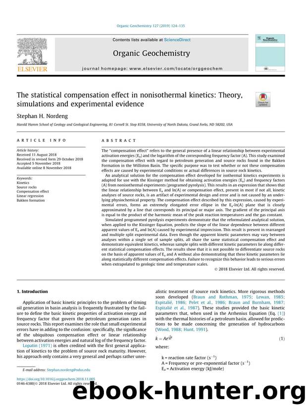 The statistical compensation effect in nonisothermal kinetics: Theory, simulations and experimental evidence by Stephan H. Nordeng