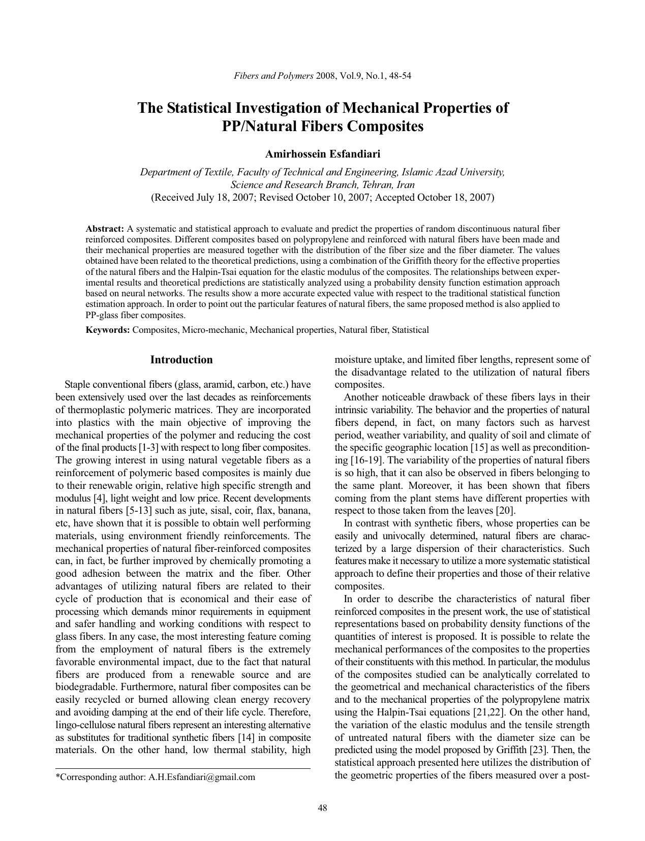 The statistical investigation of mechanical properties of PPnatural fibers composites by Unknown