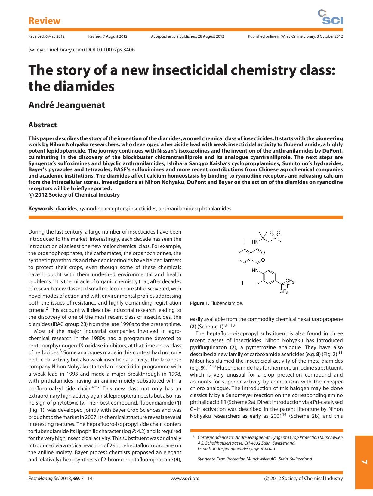 The story of a new insecticidal chemistry class: the diamides by Unknown