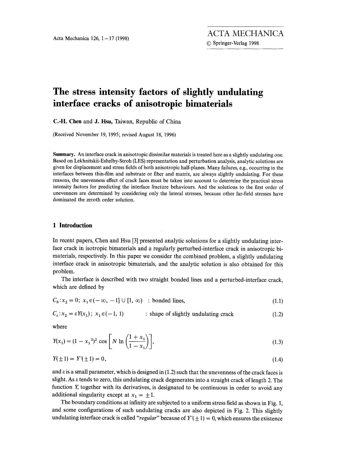 The stress intensity factors of slightly undulating interface cracks of anisotropic bimaterials by Unknown