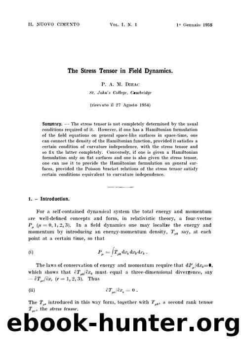 The stress tensor in field dynamics by The Stress Tensor in Field Dynamics (1955)