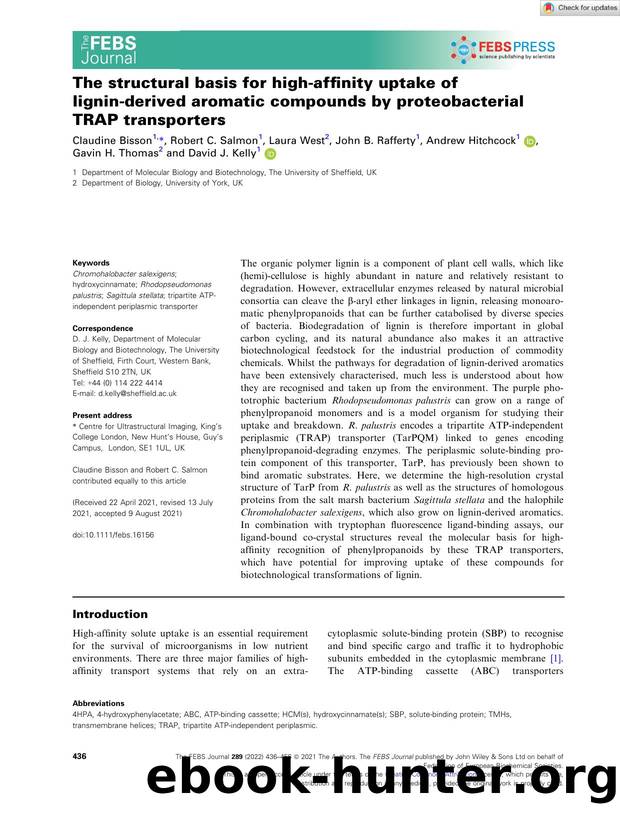 The structural basis for highâaffinity uptake of ligninâderived aromatic compounds by proteobacterial TRAP transporters by Unknown