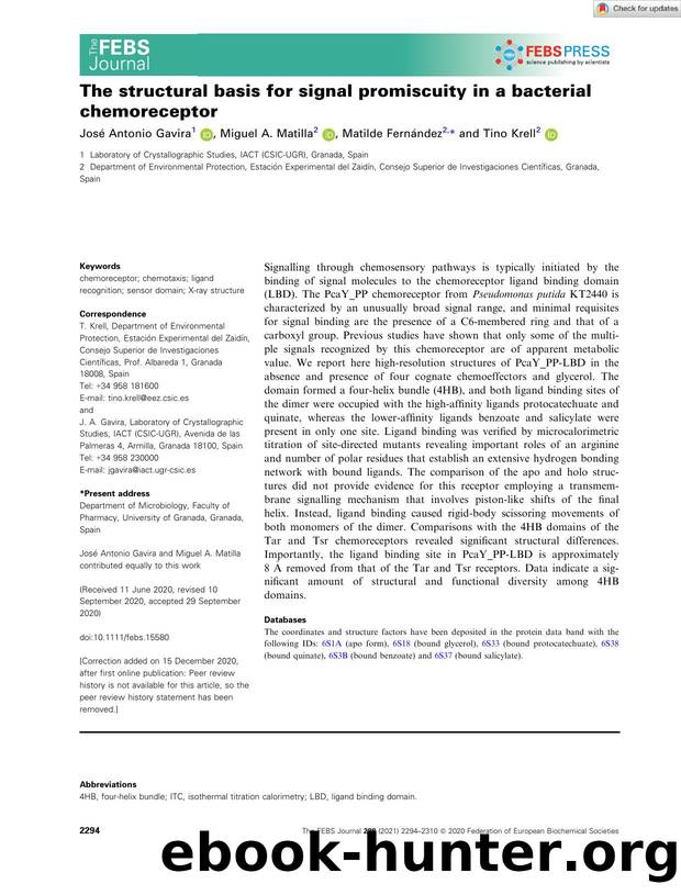 The structural basis for signal promiscuity in a bacterial chemoreceptor by Unknown