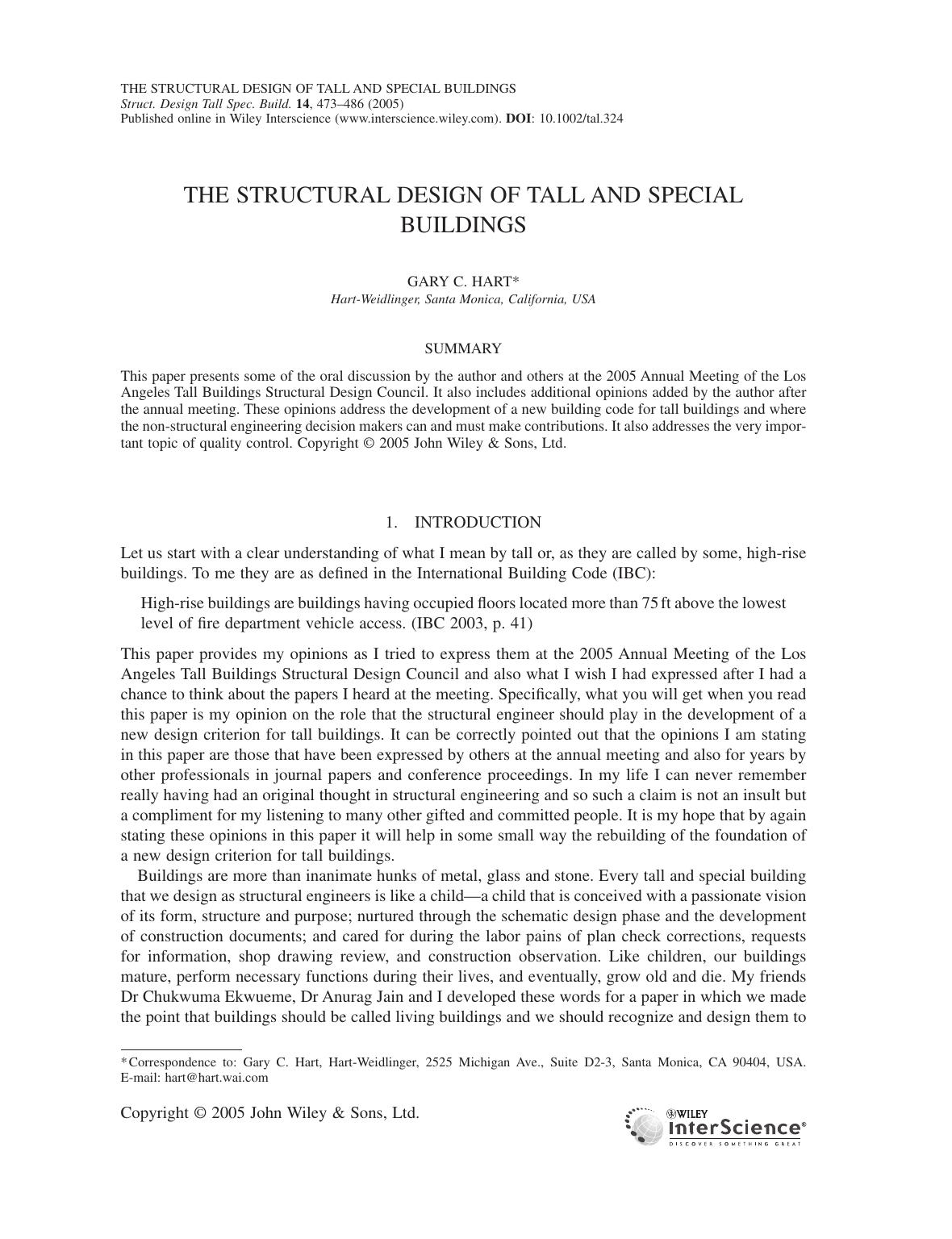 The structural design of tall and special buildings by M34