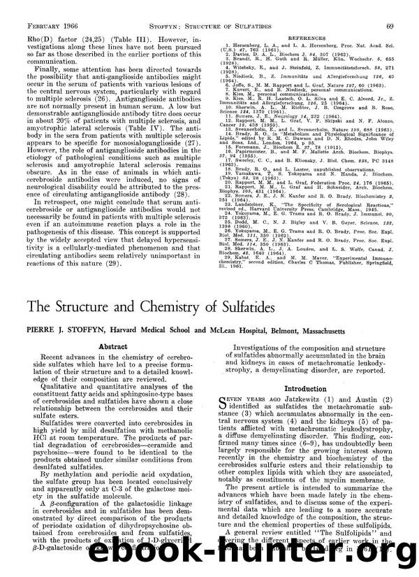 The structure and chemistry of sulfatides by Unknown