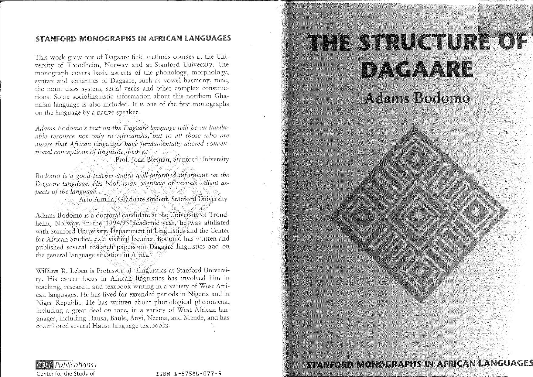 The structure of Dagaare by Adams Bodomo