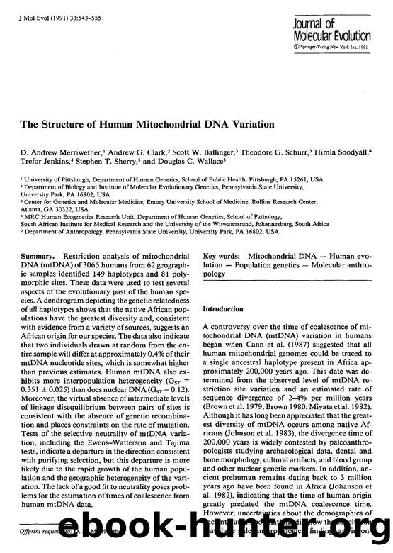 The structure of human mitochondrial DNA variation by Unknown