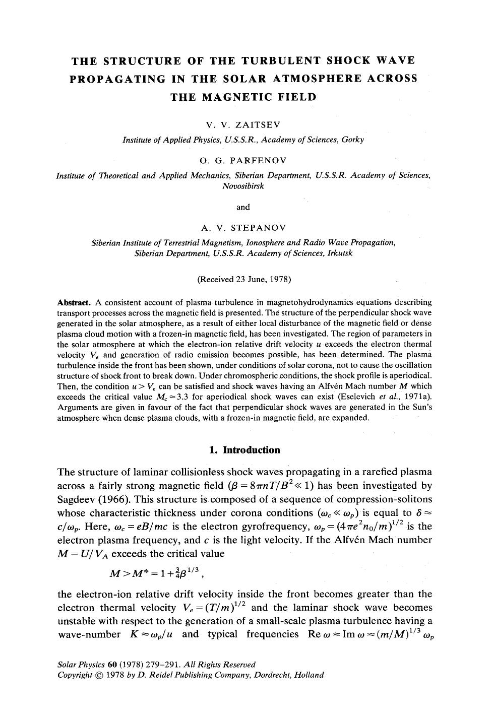 The structure of the turbulent shock wave propagating in the solar atmosphere across the magnetic field by Unknown