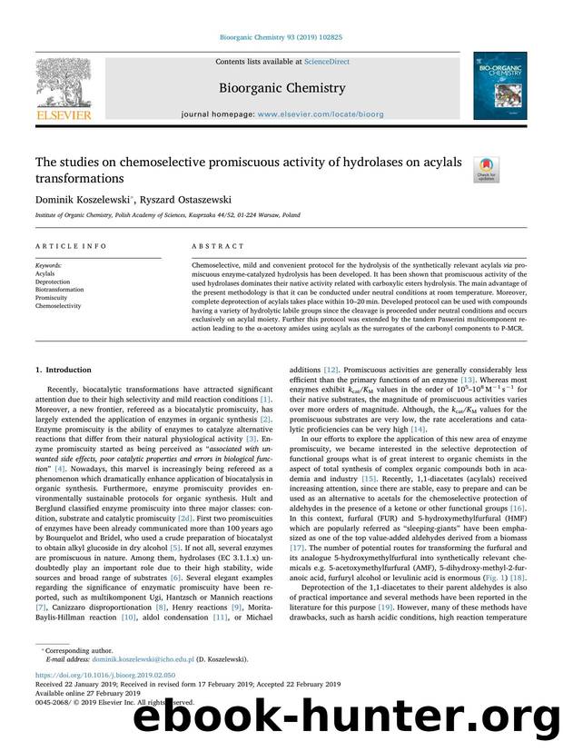 The studies on chemoselective promiscuous activity of hydrolases on acylals transformations by Dominik Koszelewski & Ryszard Ostaszewski