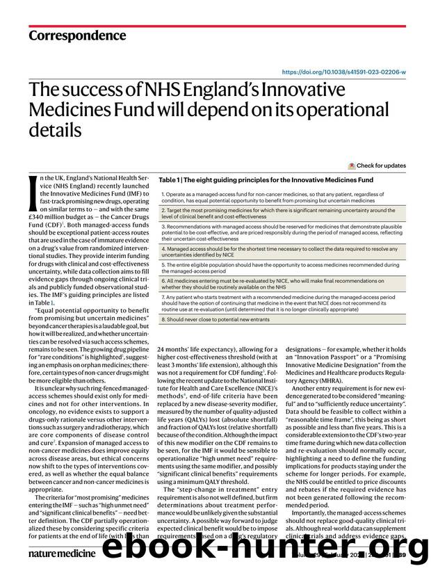 The success of NHS Englandâs Innovative Medicines Fund will depend on its operational details by Aris Angelis & Ajay Aggarwal & Andrew Briggs