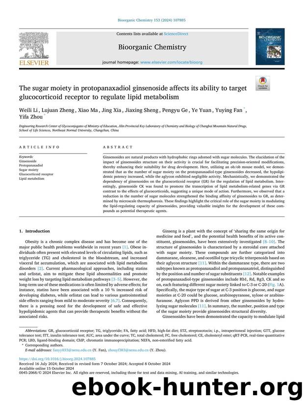 The sugar moiety in protopanaxadiol ginsenoside affects its ability to target glucocorticoid receptor to regulate lipid metabolism by unknow