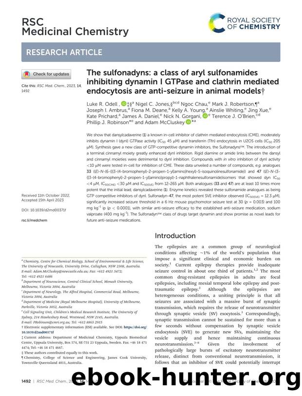 The sulfonadyns: a class of aryl sulfonamides inhibiting dynamin I GTPase and clathrin mediated endocytosis are anti-seizure in animal models by unknow