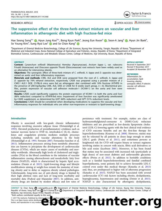 The suppressive effect of the three-herb extract mixture on vascular and liver inflammation in atherogenic diet with high fructose-fed mice by unknow
