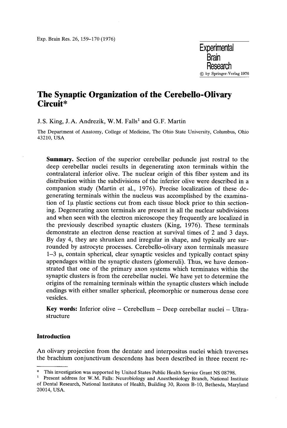 The synaptic organization of the cerebello-oiivary circuit by Unknown